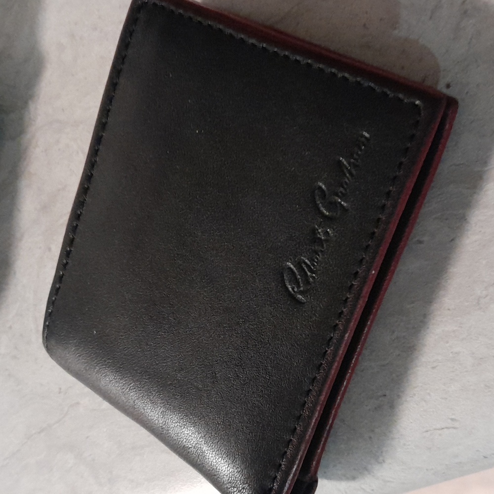 Robert Graham Black/Red Stitching Leather Designer Mens Wallet